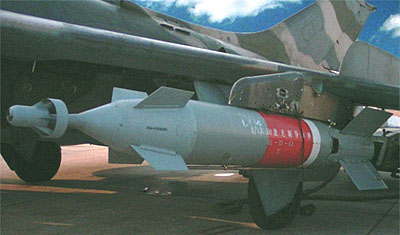 LT-2 laser guided bomb carried under the wing of a Q-5 attacker